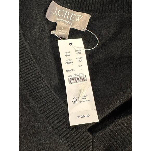 NWT J.Crew Cashmere Relaxed V-neck Sweater Black Oversized Size M - Picture 5 of 8